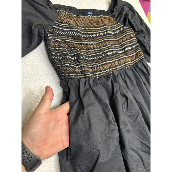 Old Navy Smocked Square Neck Midi Dress Black Puff Sleeve Women's: XL-Worn Once - Picture 4 of 12
